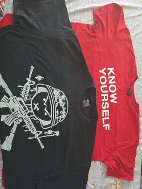 Port and Company Red "Know Yourself" Short Sleeve Tee + Black Graphic Tee